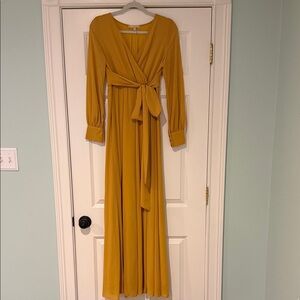 Chic Mustard Long Sleeve Wrap Dress